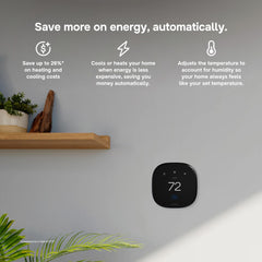 ecobee wall mounted closeup showing display and quick access controls