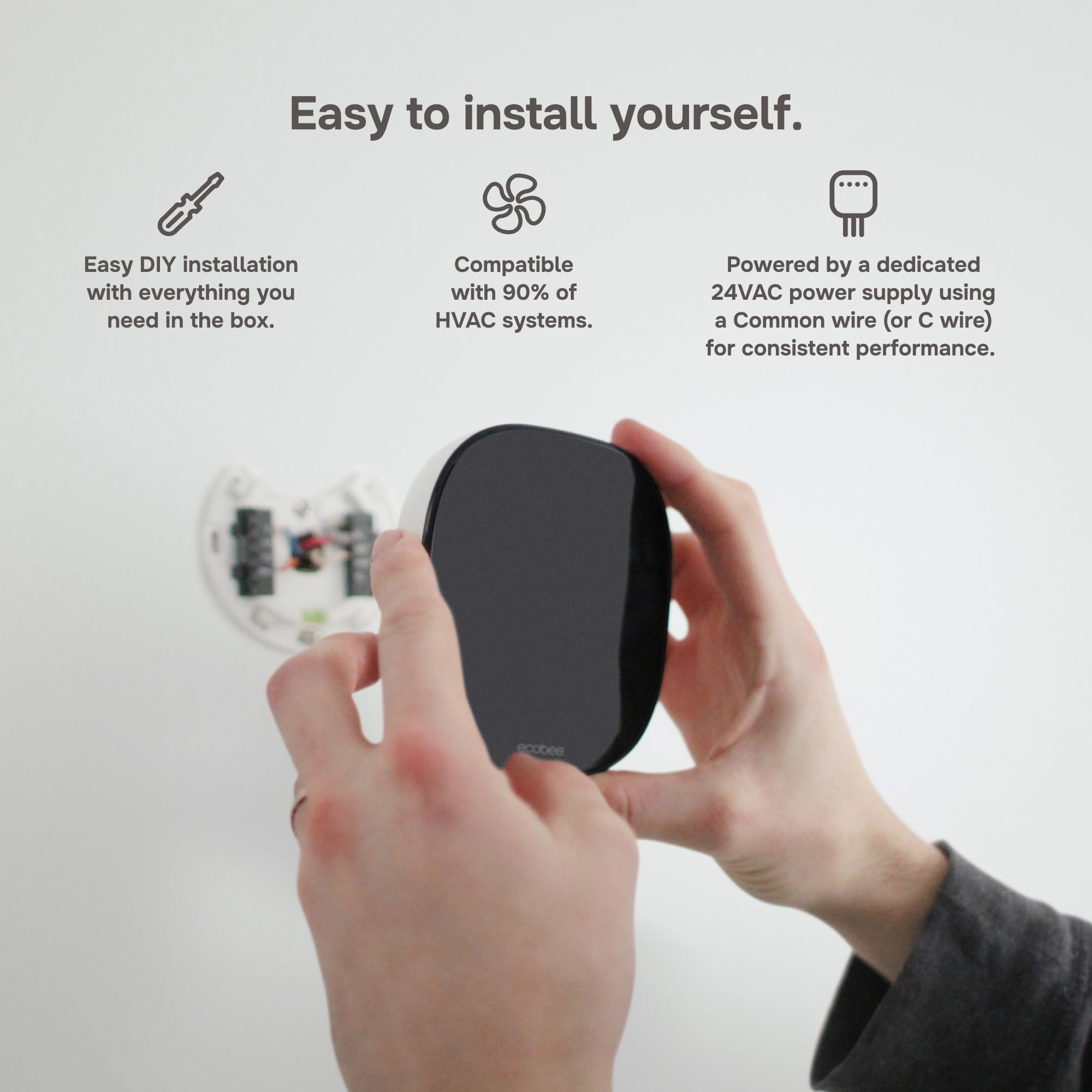 ecobee installed with trim plate for clean finished look and neat edges