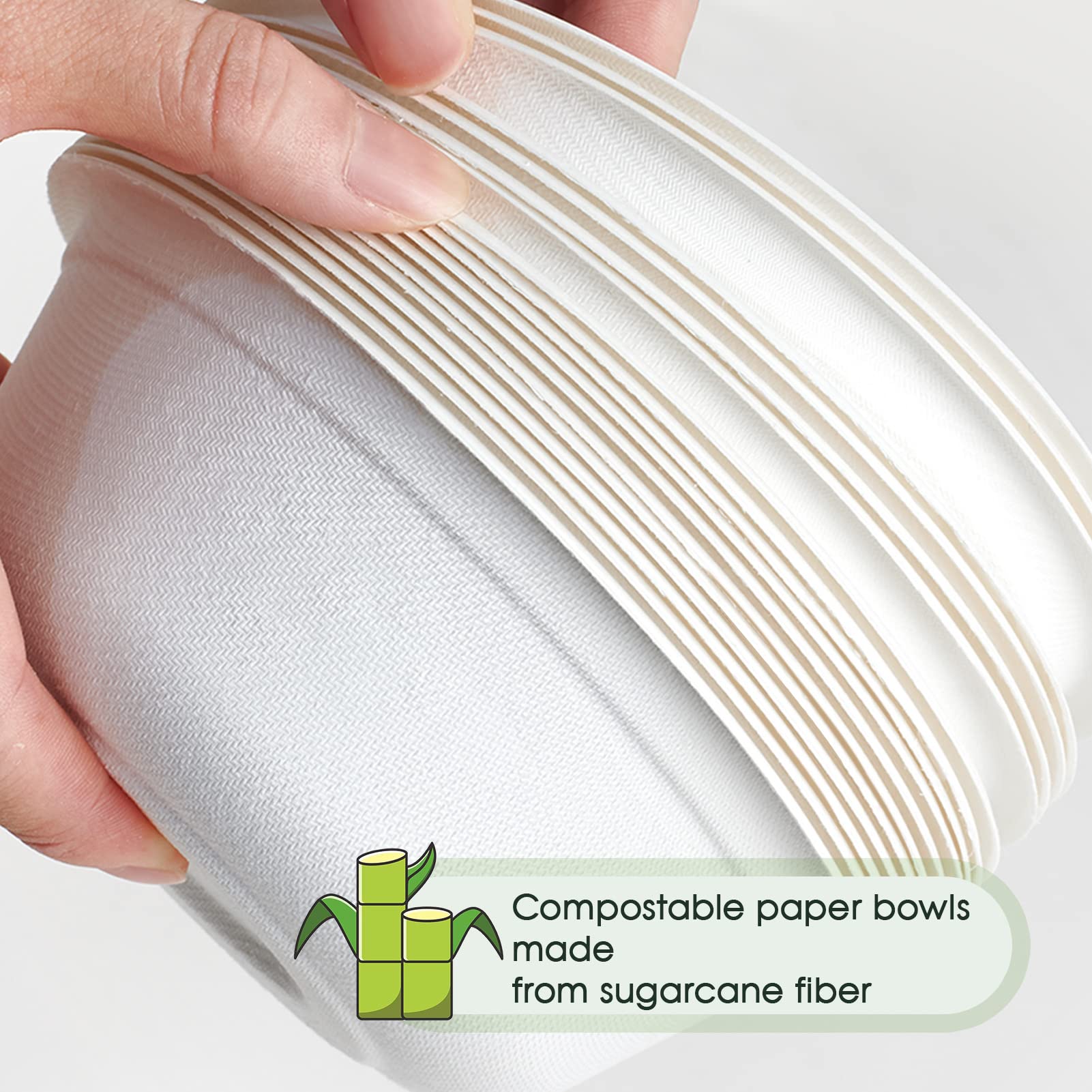 ECOLipak bowl filled with hot soup illustrating durable, microwave-safe disposability