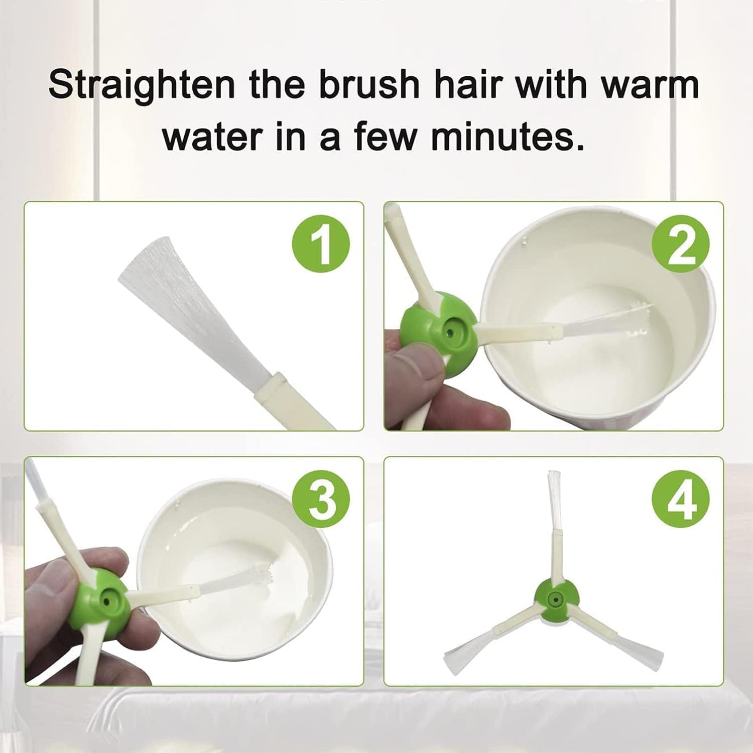 ECOMAID close-up of multi-surface rubber brushes showing hair-resistant design benefit