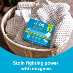 ECOS sheet inside washing machine demonstrating easy, mess-free use