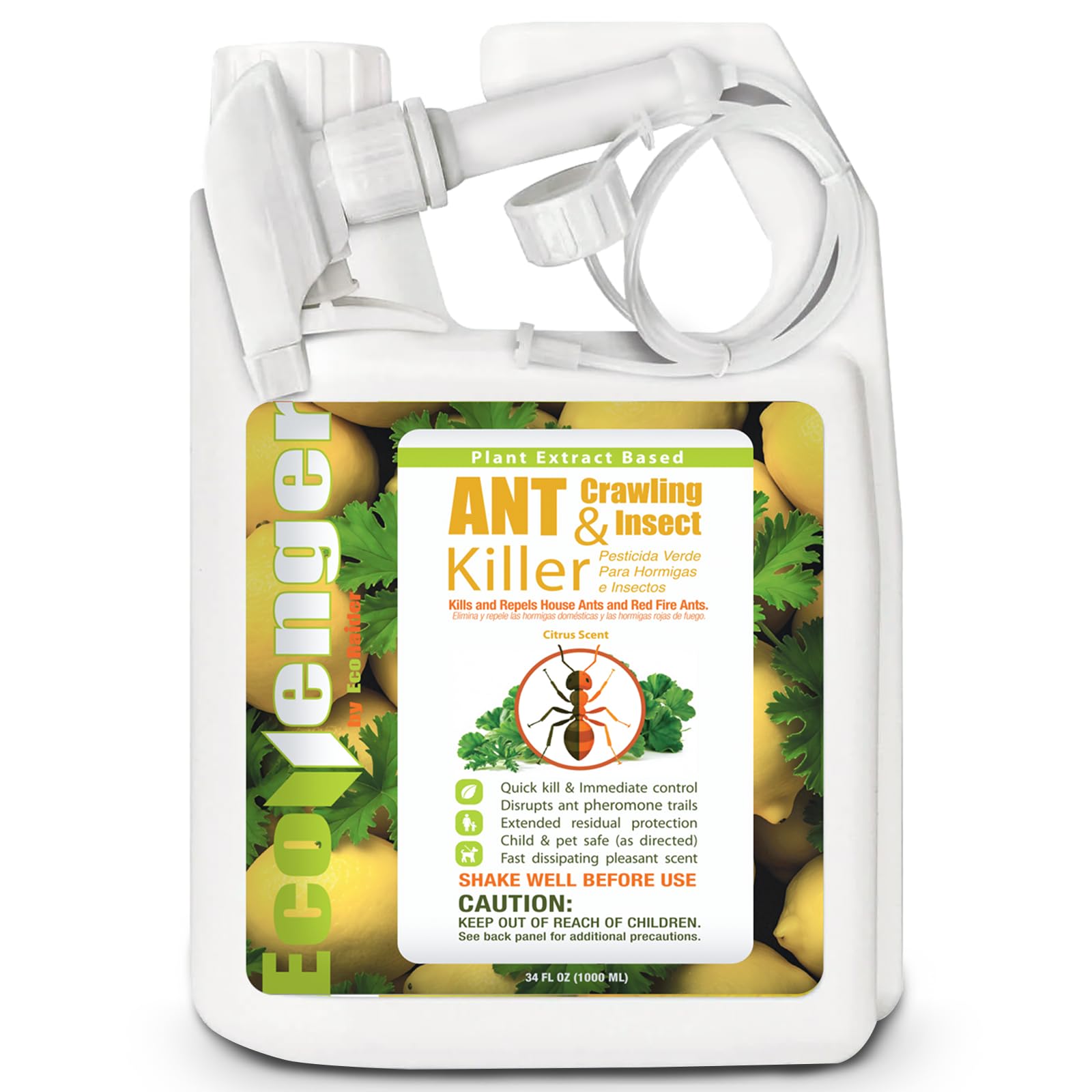 EcoVenger front label showing 32 oz bottle and product benefits
