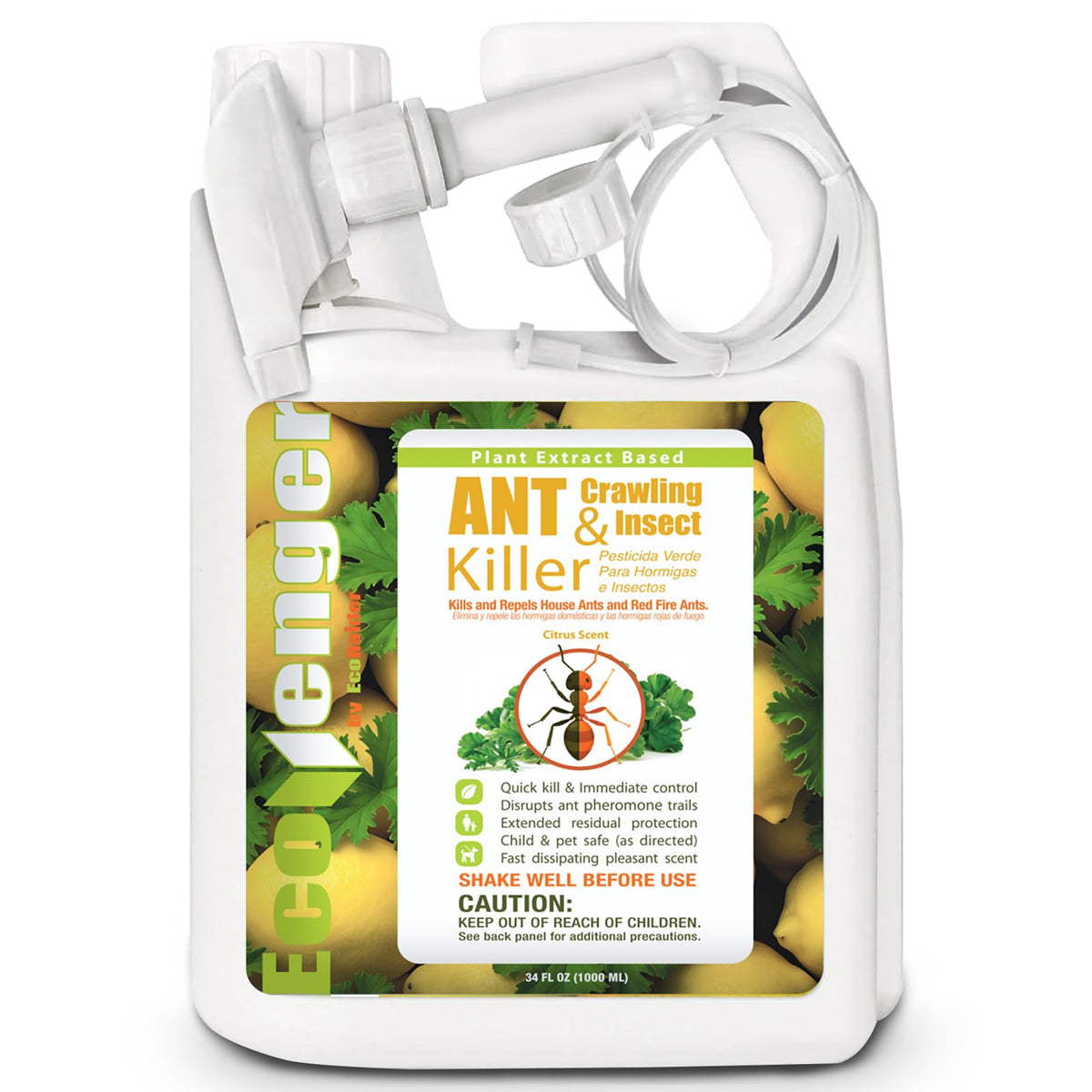 EcoVenger front label showing 32 oz bottle and product benefits