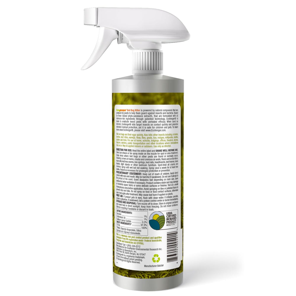 EcoVenger label closeup listing plant-based ingredients and usage