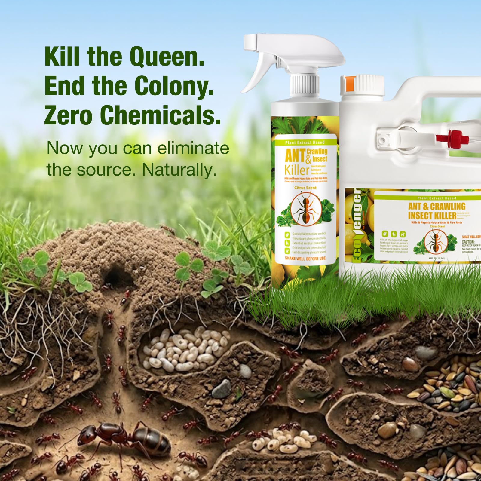 EcoVenger being applied to a fire ant mound for fast colony control