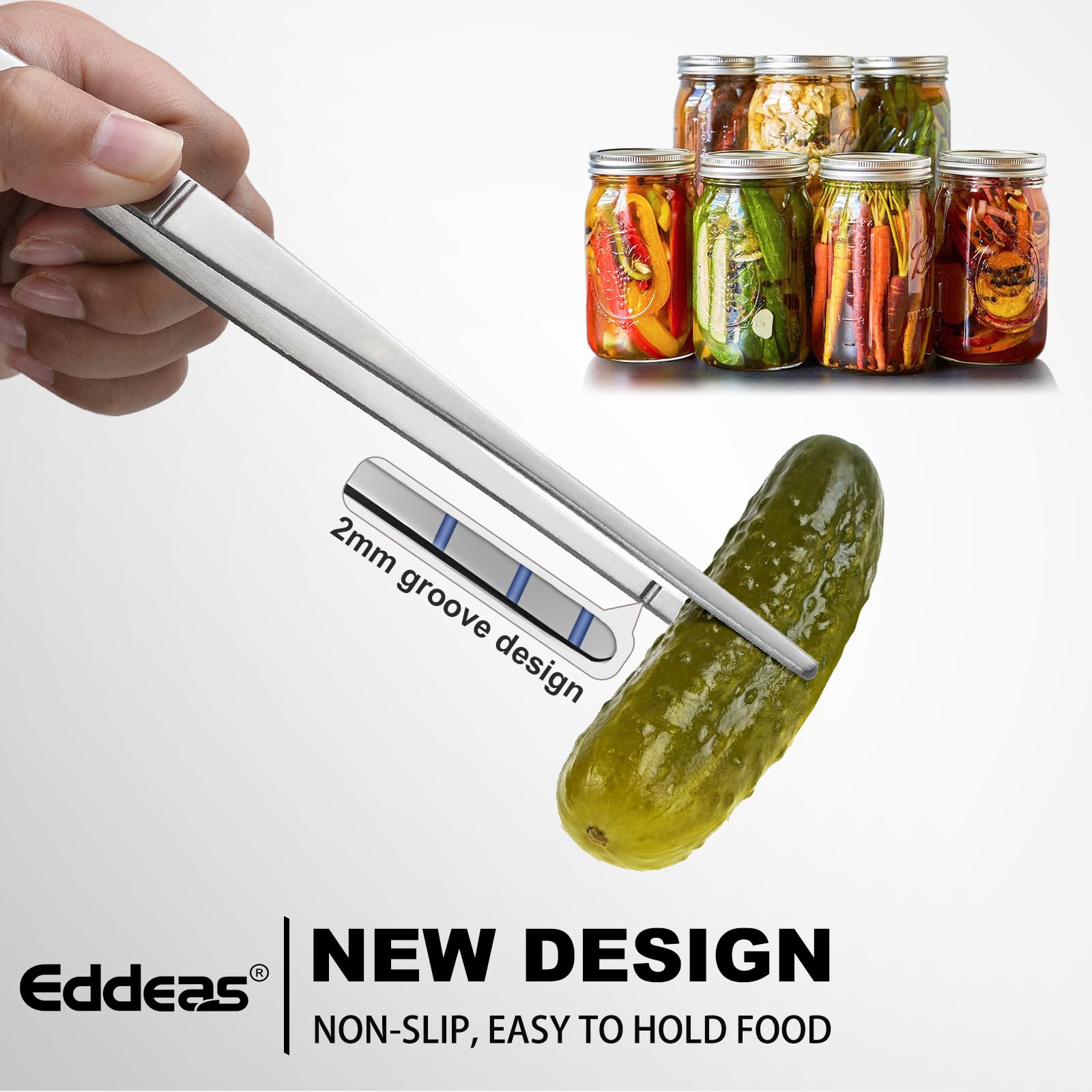Eddeas tweezers size comparison on wooden board showing 12", 10", 8" versatility