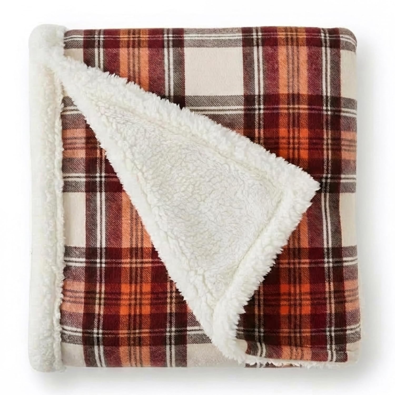 Eddie Bauer folded front plaid showing cozy lodge style and easy decor update