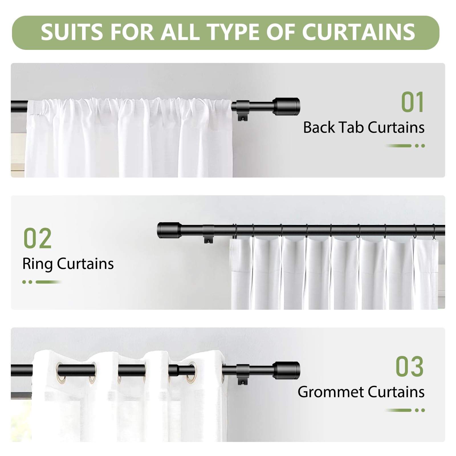 Edidonson curtains hung on rod in bedroom showcasing neat support and style