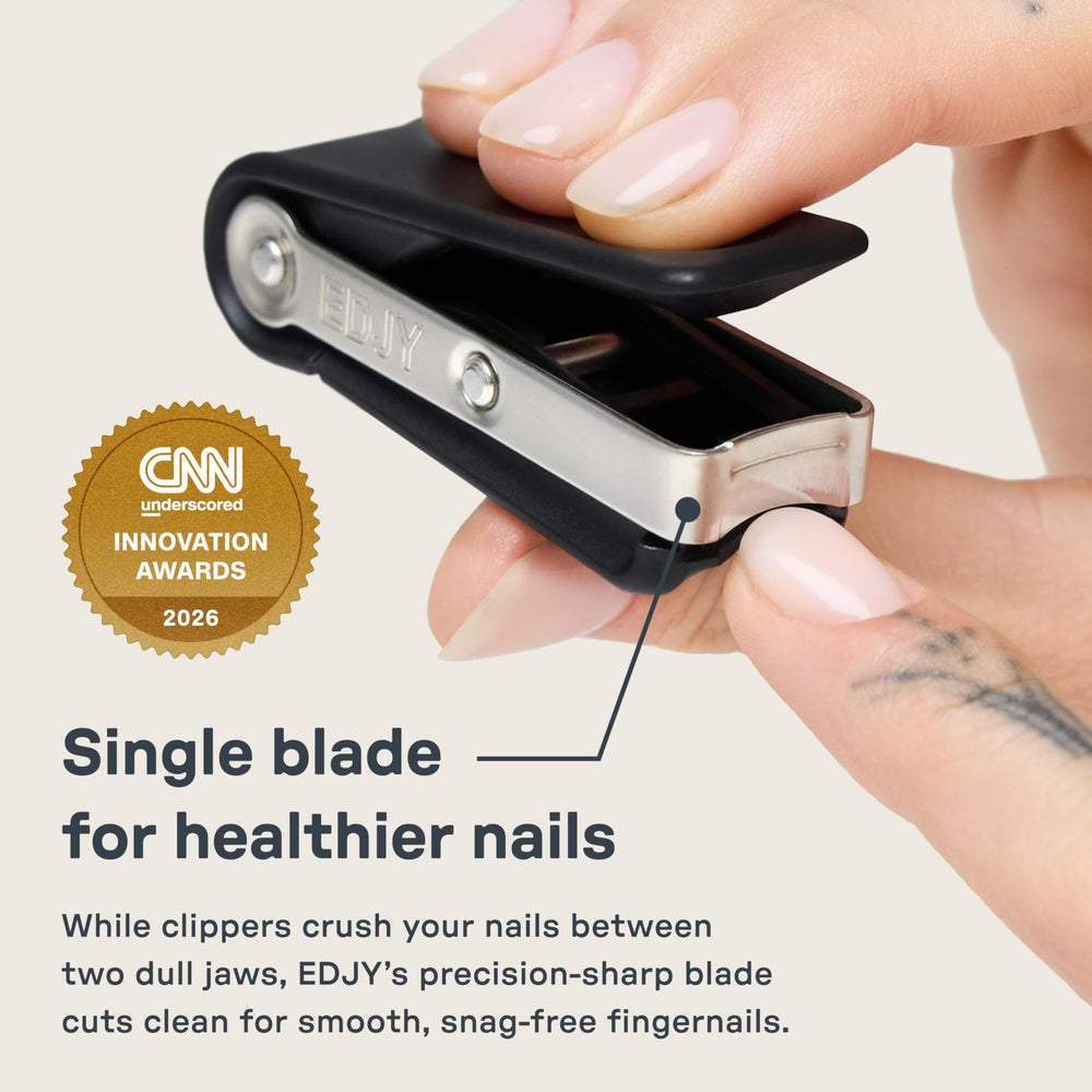 EDJY blade close-up highlighting sharp stainless-steel edge