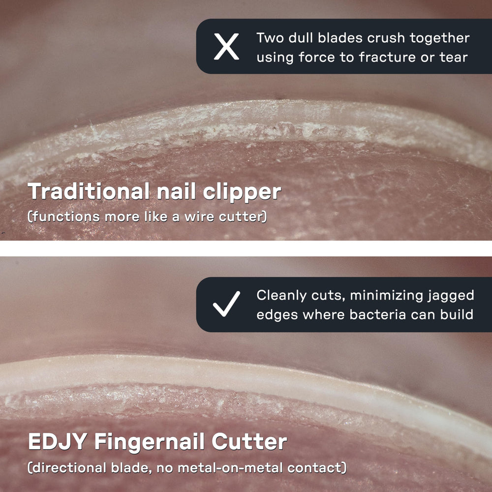 EDJY collection compartment visible with captured nail clippings