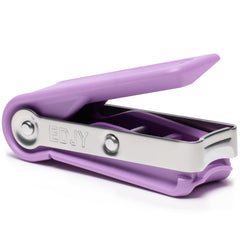 EDJY fingernail cutter front view in lilac showing precise trimming and tidy appearance