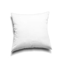 EDOW insert inside a white sham on sofa illustrating improved cushion appearance and room styling