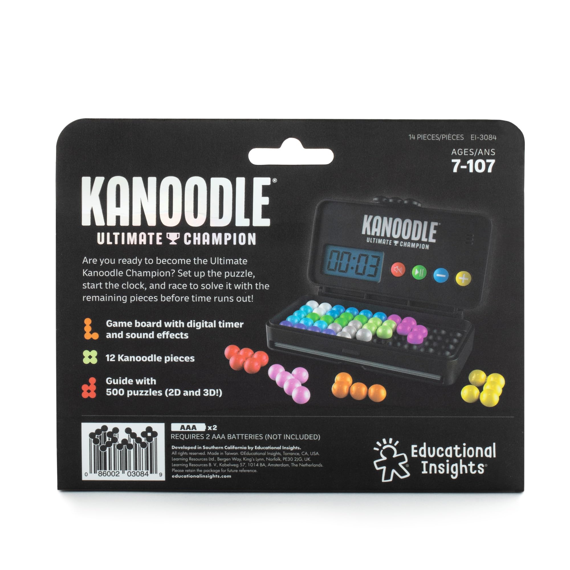 Educational Insights Kanoodle instruction guide open showing step-by-step puzzles