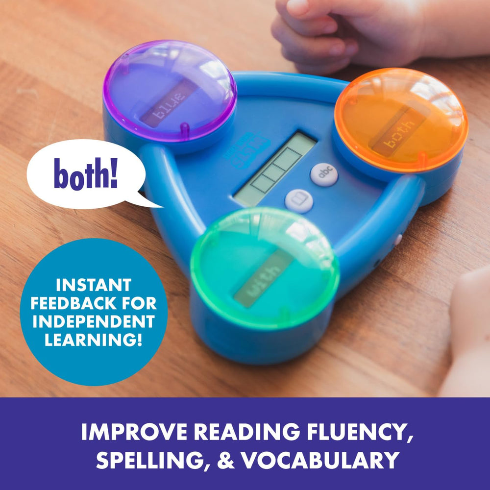 Educational Insights device in hand showing compact size and portability