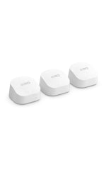 eero 6+ front view showing compact white unit and LED status for easy placement