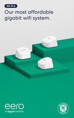 eero 6+ rear ports and label showing ethernet connections and model details