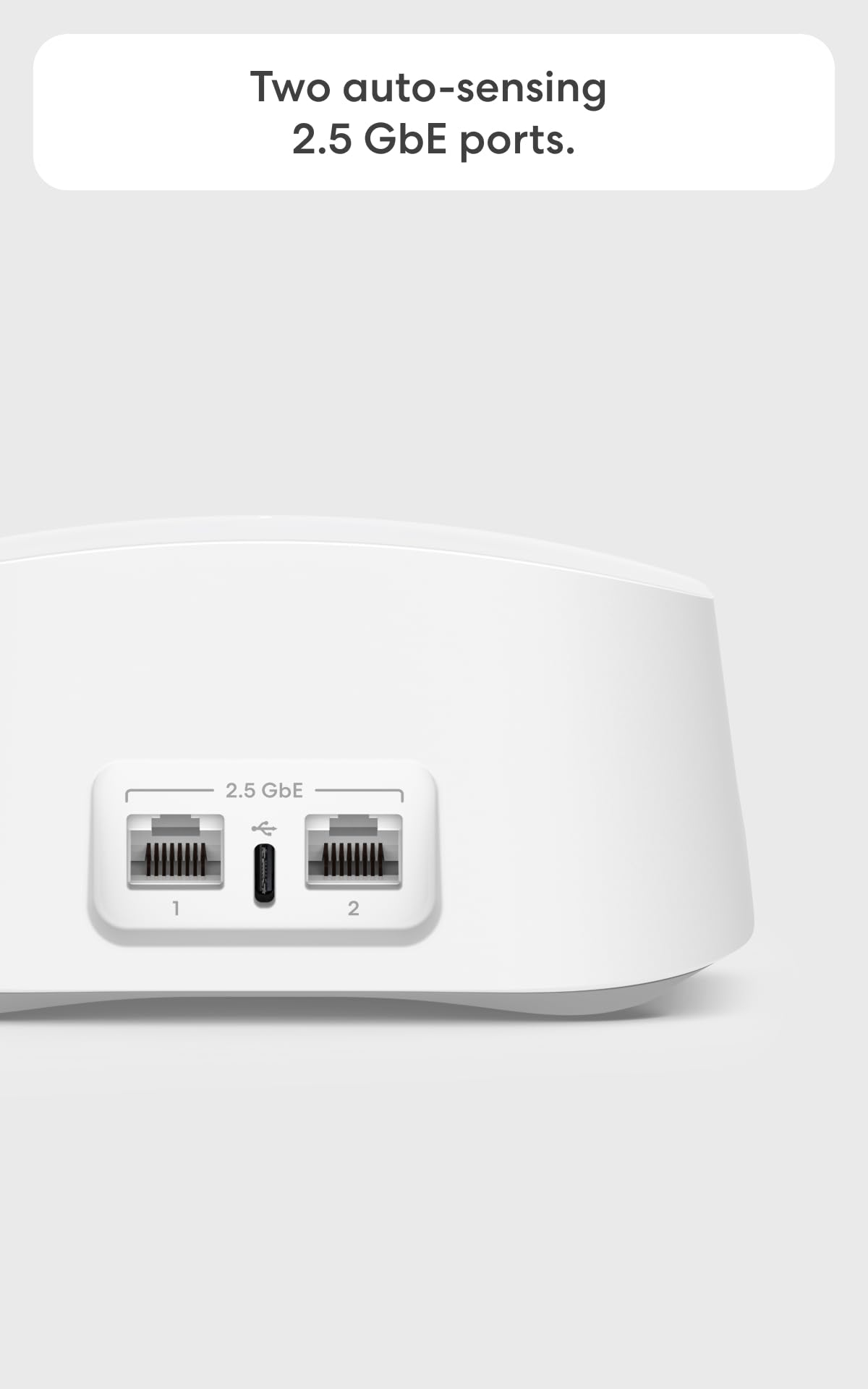 eero 7 ethernet ports closeup showing 2.5 GbE ports for faster wired speeds