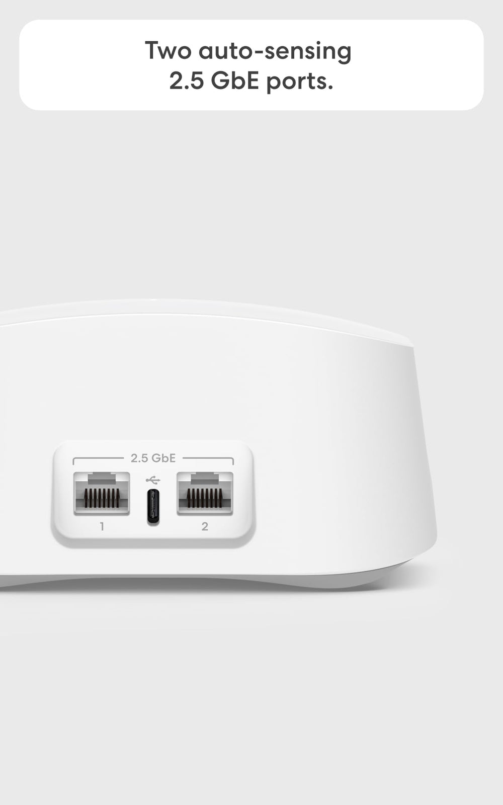 eero 7 ethernet ports closeup showing 2.5 GbE ports for faster wired speeds
