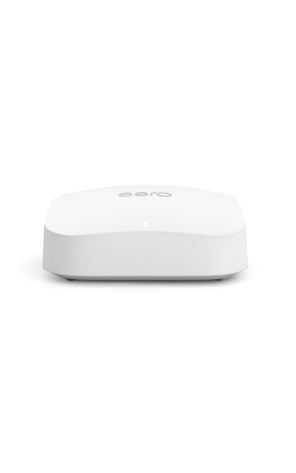 eero Pro 6E front view showing sleek design and status LED, fast reliable wifi