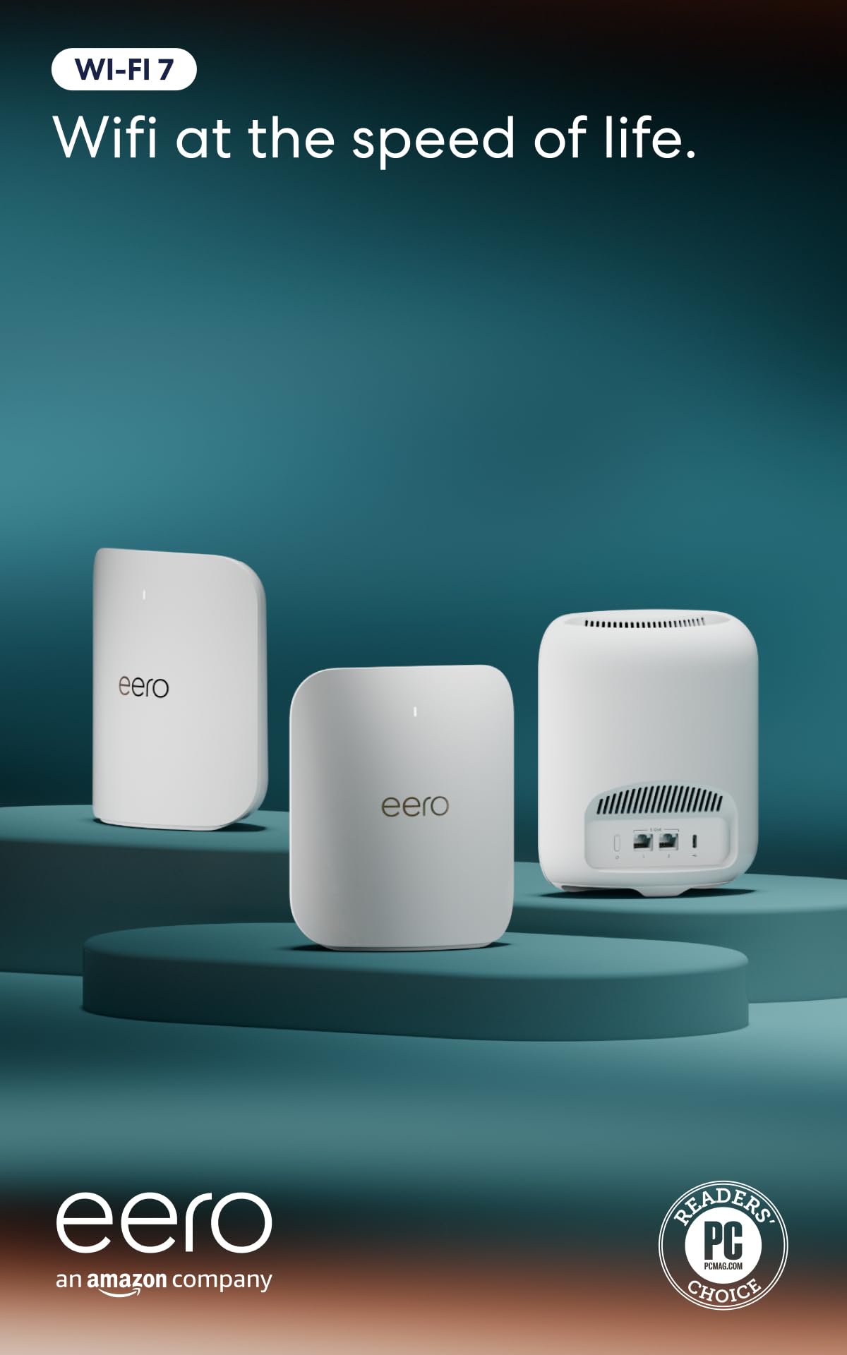 eero Pro 7 closeup of 5GbE ethernet ports highlighting multi‑gig performance