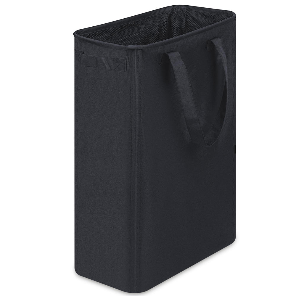 efluky front view slim laundry basket showing tall narrow shape and capacity