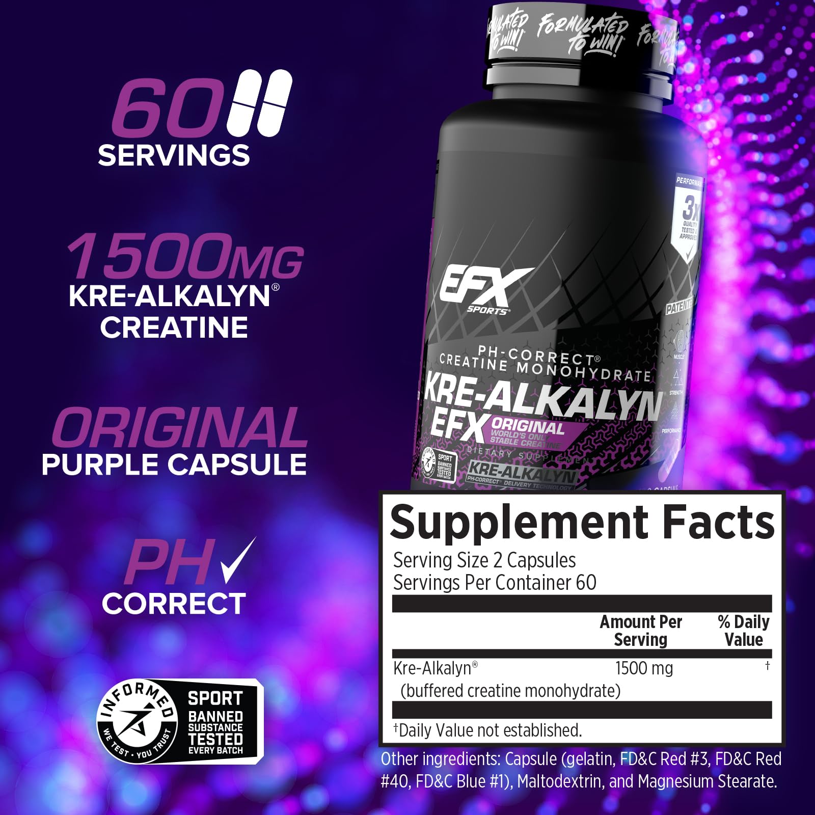EFX Sports capsules spread on surface showing dose consistency and purity