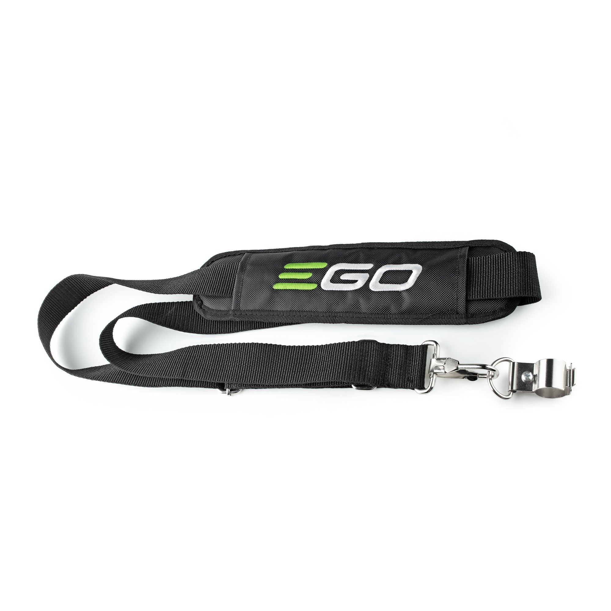 EGO Power+ strap front view showing padded support and comfortable carry