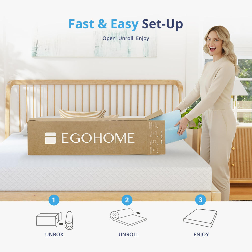 EGOHOME product label with CertiPUR-US and three-year warranty details