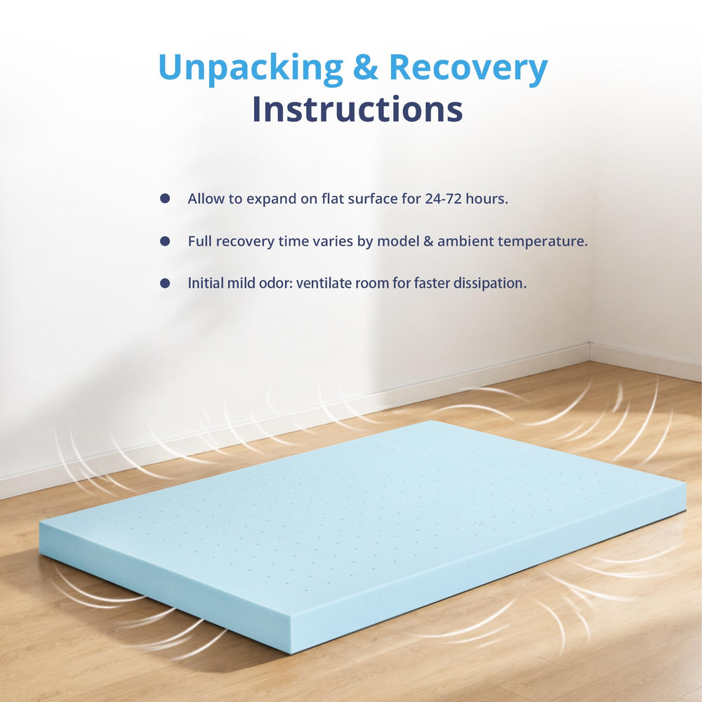 EGOHOME unrolling the topper during setup to show simple installation in minutes