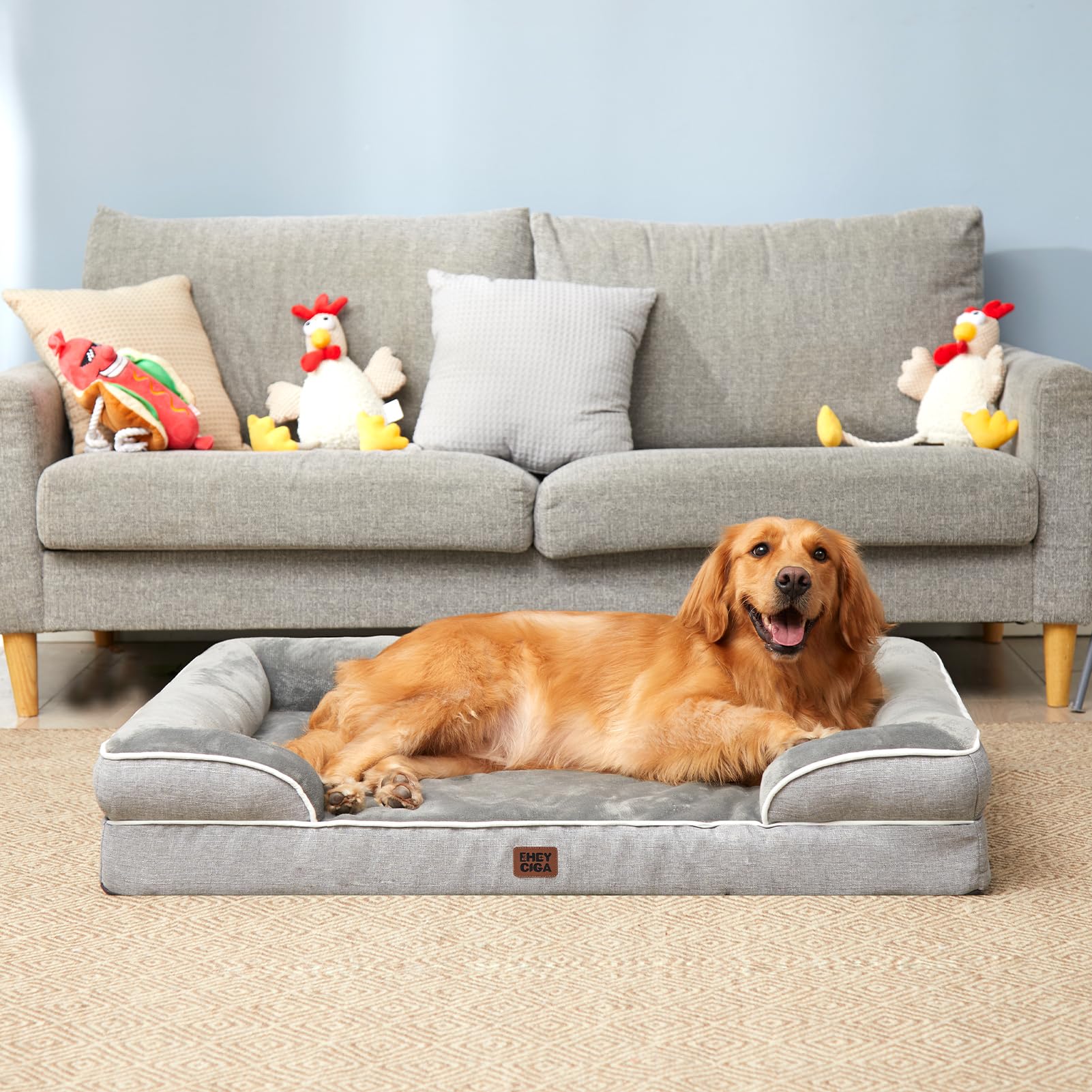 EHEYCIGA unboxed bed showing foam expansion and ready-to-use setup