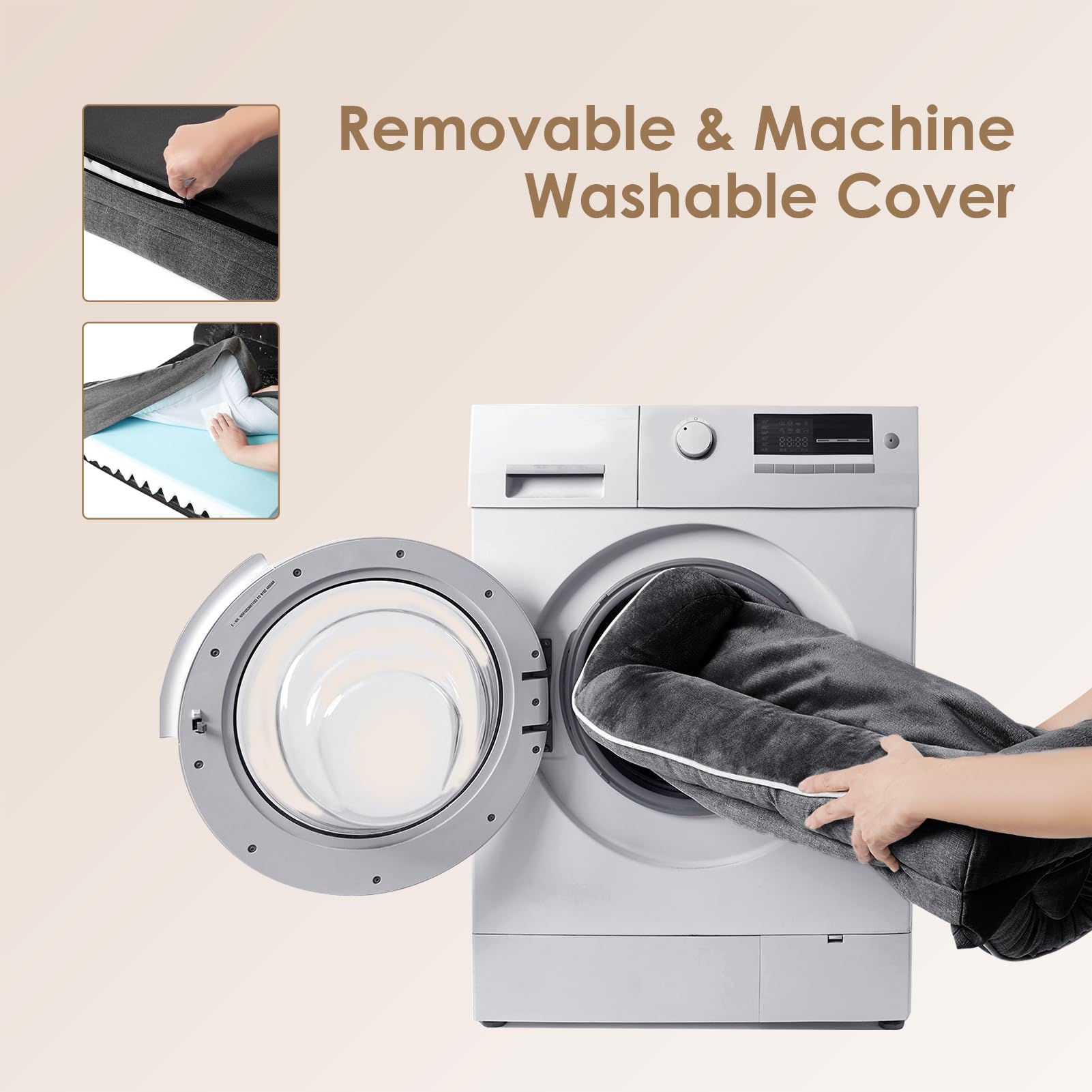 EHEYCIGA zipper and removable cover detail for easy washing