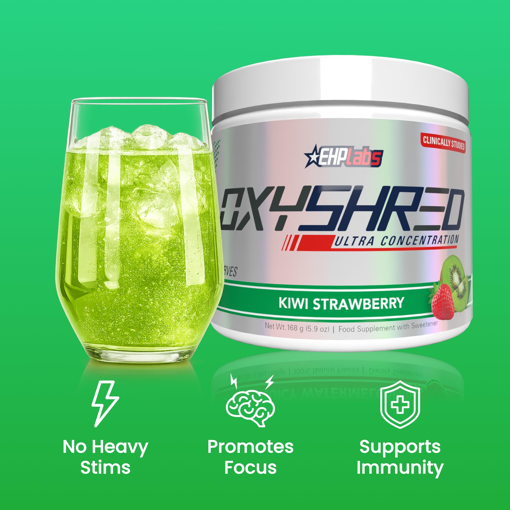 EHP Labs OxyShred mixed drink in glass showing easy mixability and taste