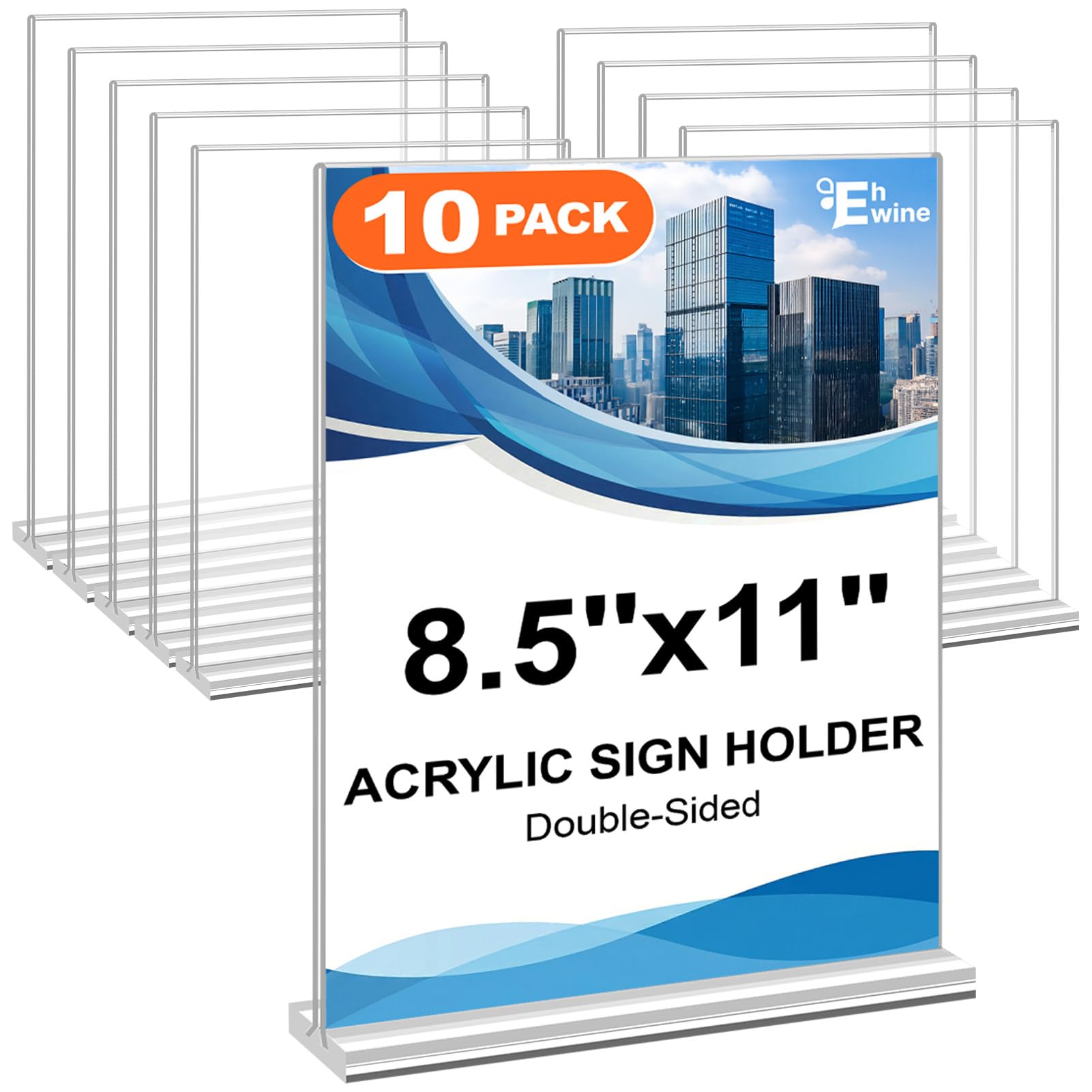 EHWINE front view clear acrylic sign holder showcasing a menu, professional display benefit