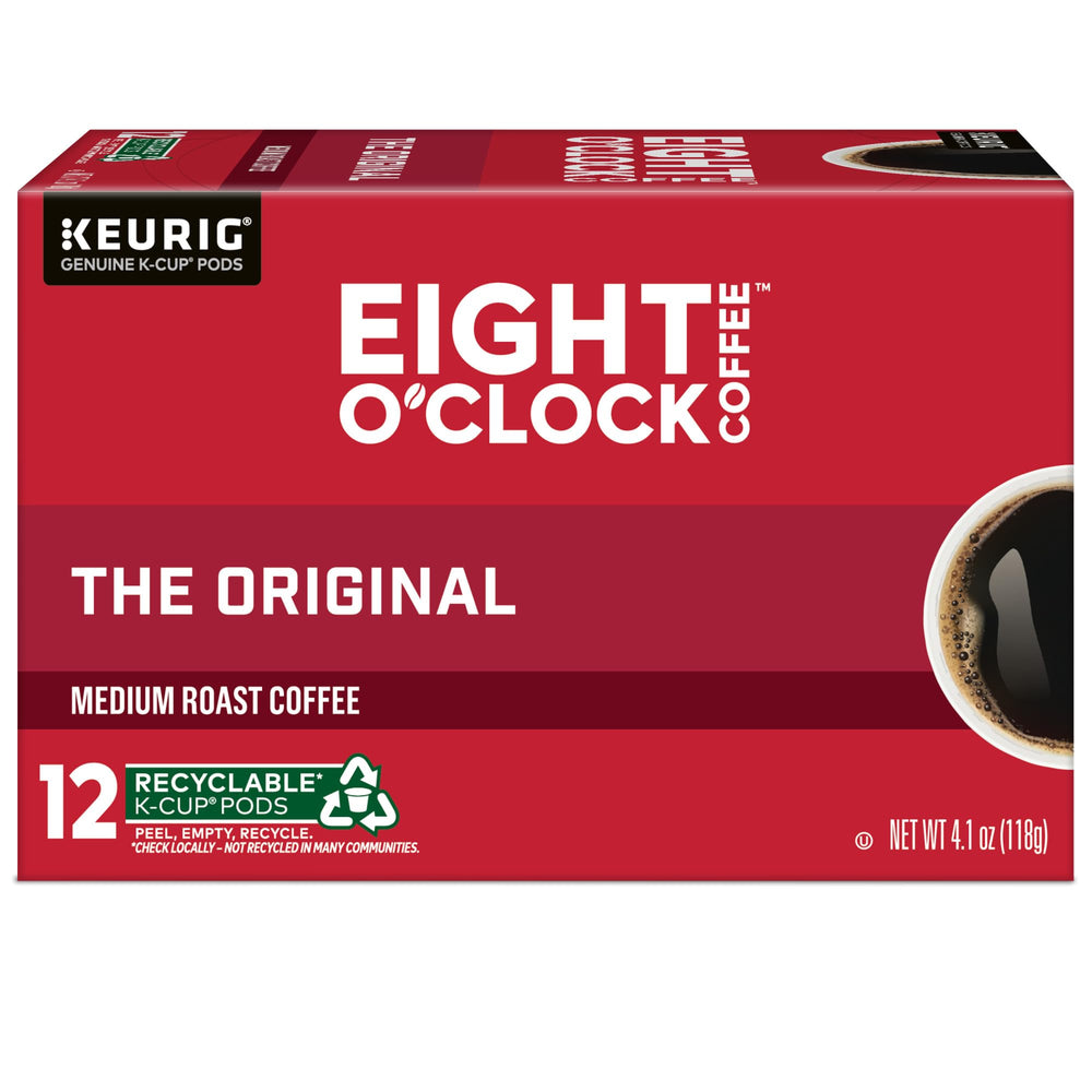 Open box layout of Eight O'Clock 72-count pods arranged for easy access