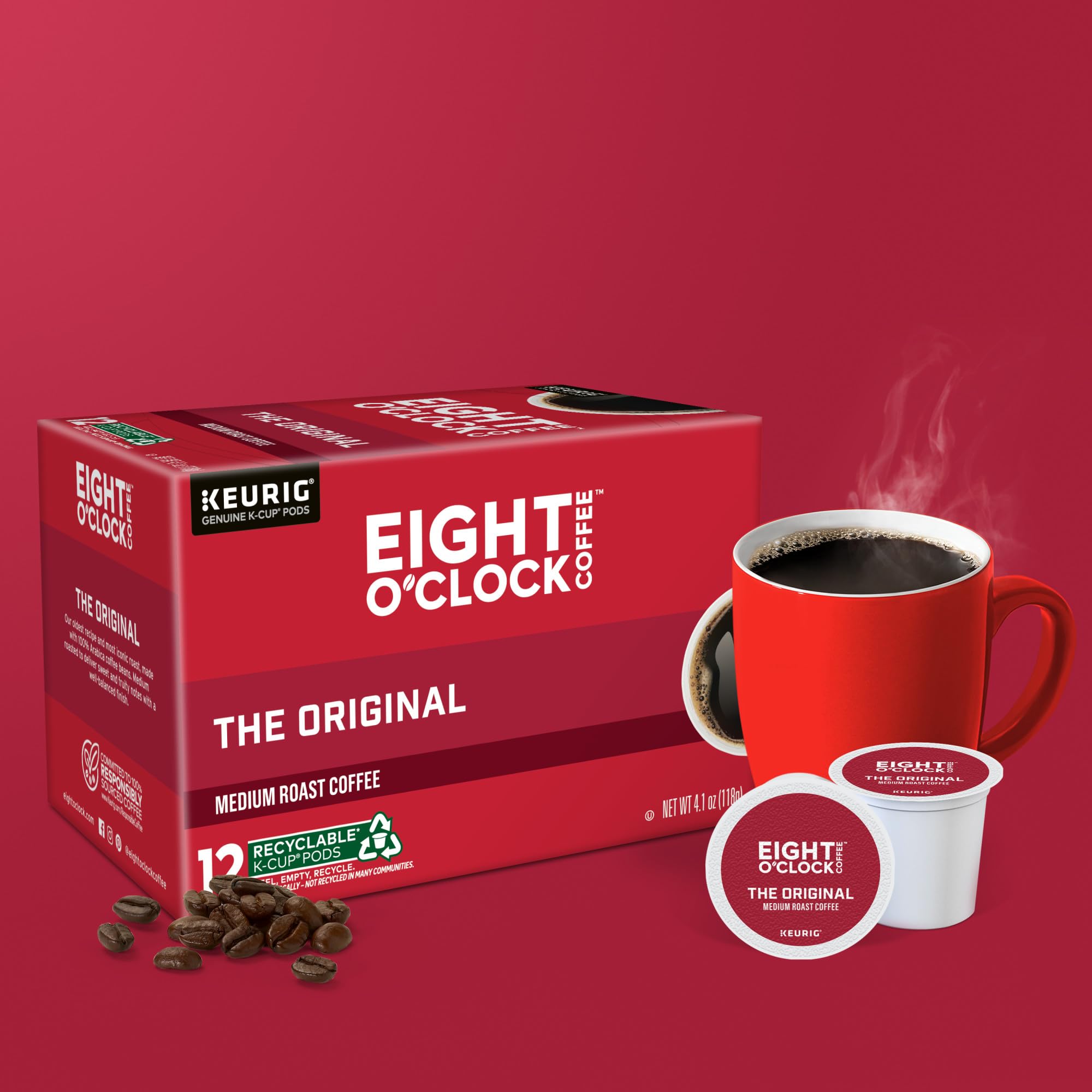 Eight O'Clock packaging Kosher label close-up confirming Orthodox Union certification