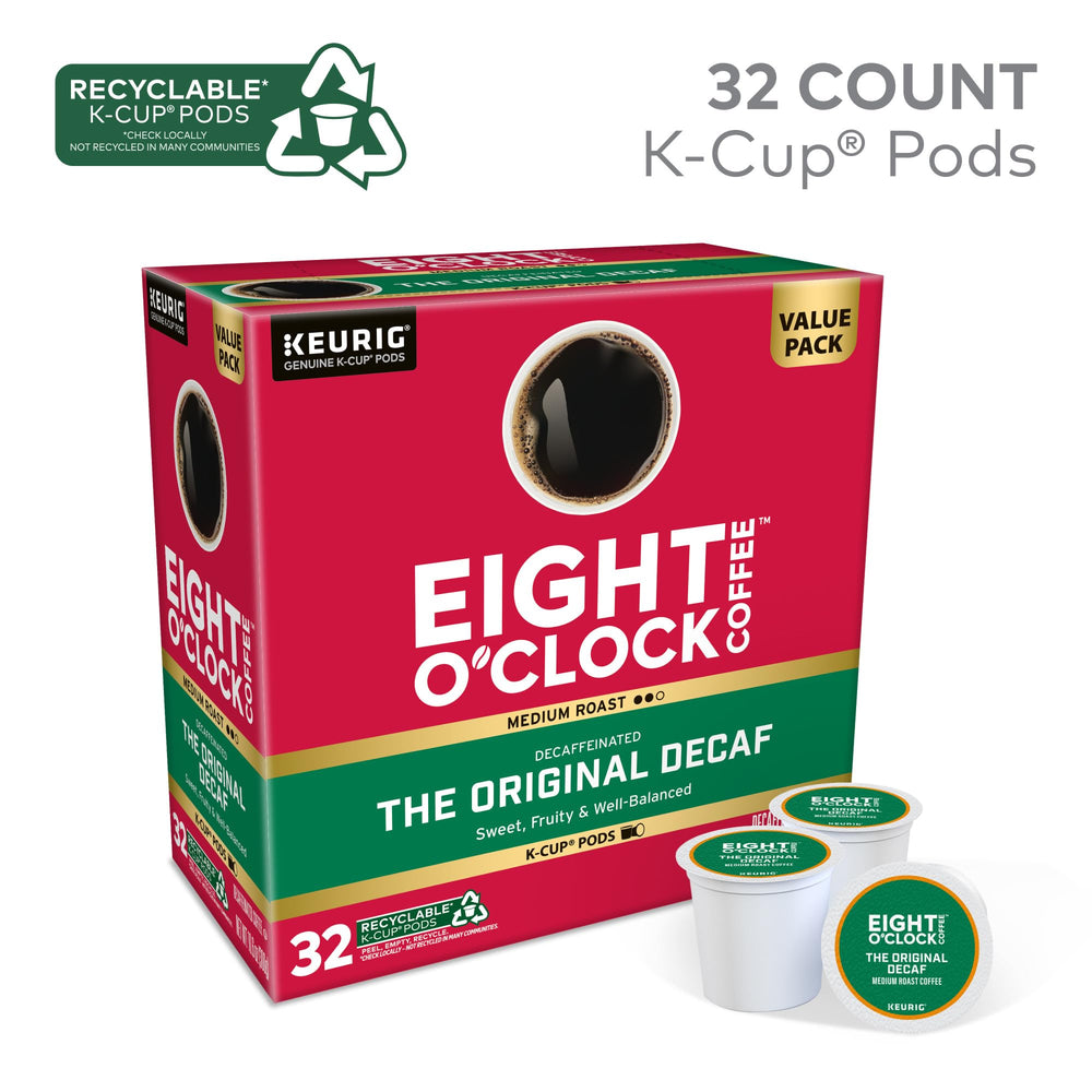 Eight O'Clock K-Cup top view highlighting pod lid and easy single-serve brewing