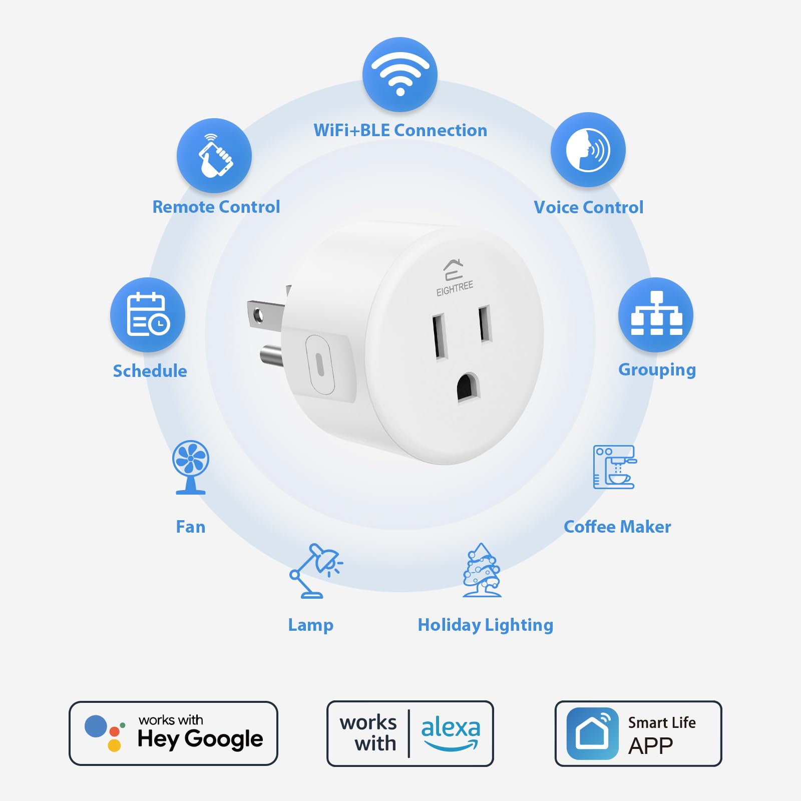 EIGHTREE close-up of plug socket and certification label demonstrating safety