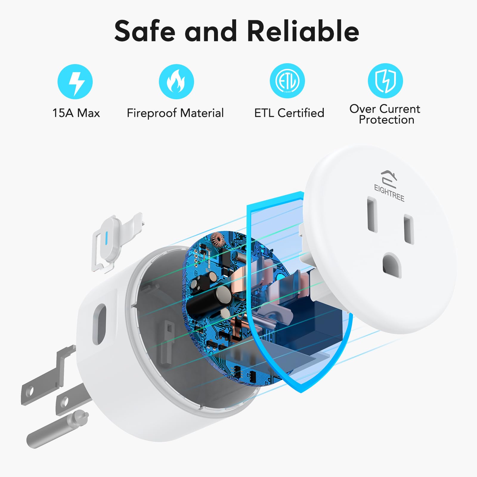 EIGHTREE smart plug in a living room controlling lights for modern convenience