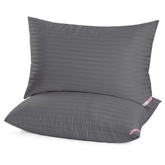 EIUE queen pillows front view showing two black pillows and comfortable hotel look