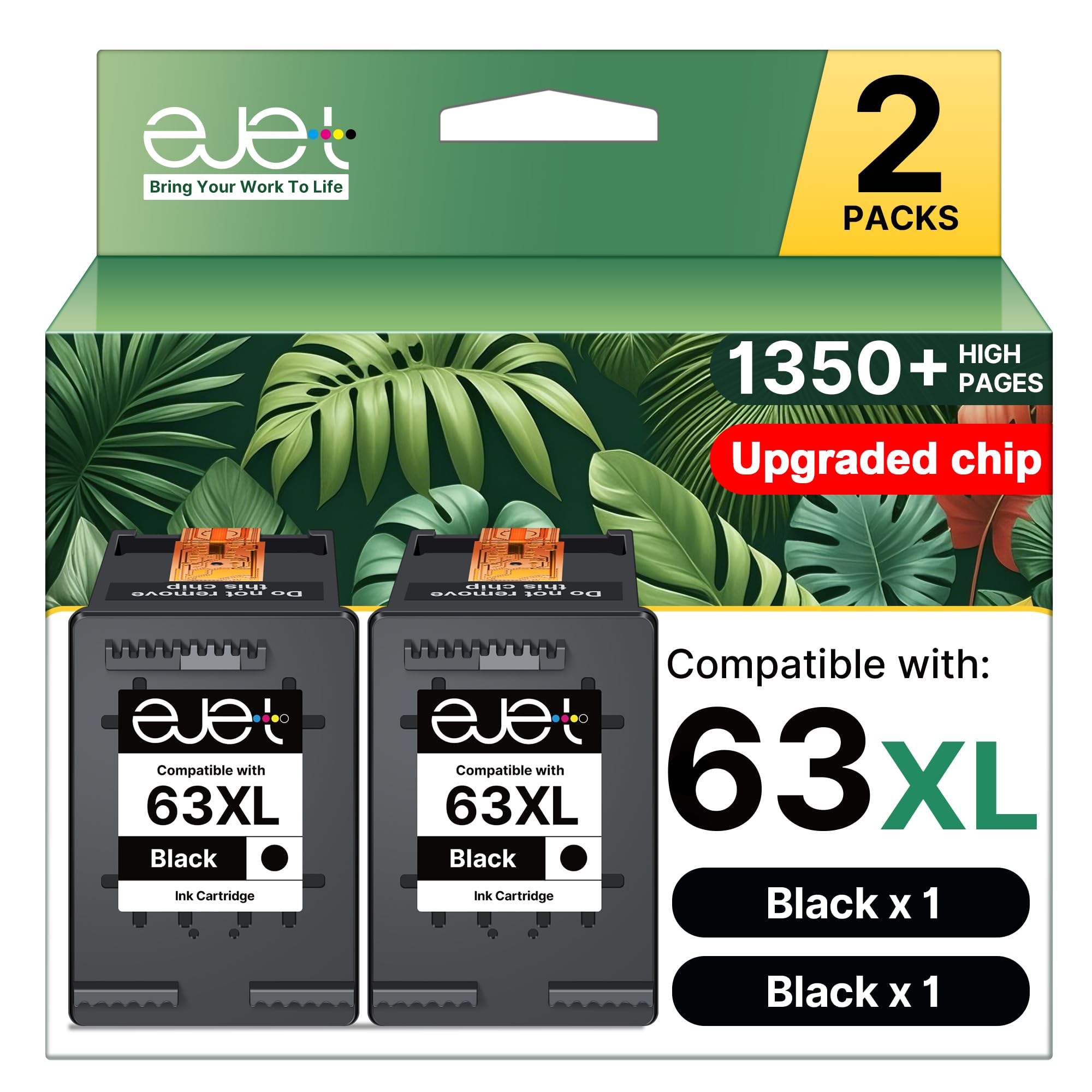 ejet 63XL front packaging showing product and two cartridges for easy identification