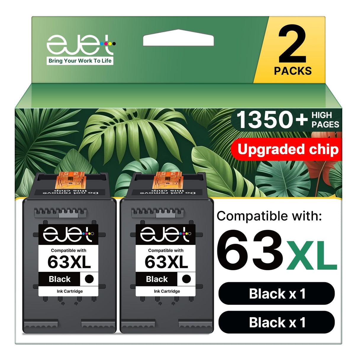 ejet 63XL front packaging showing product and two cartridges for easy identification