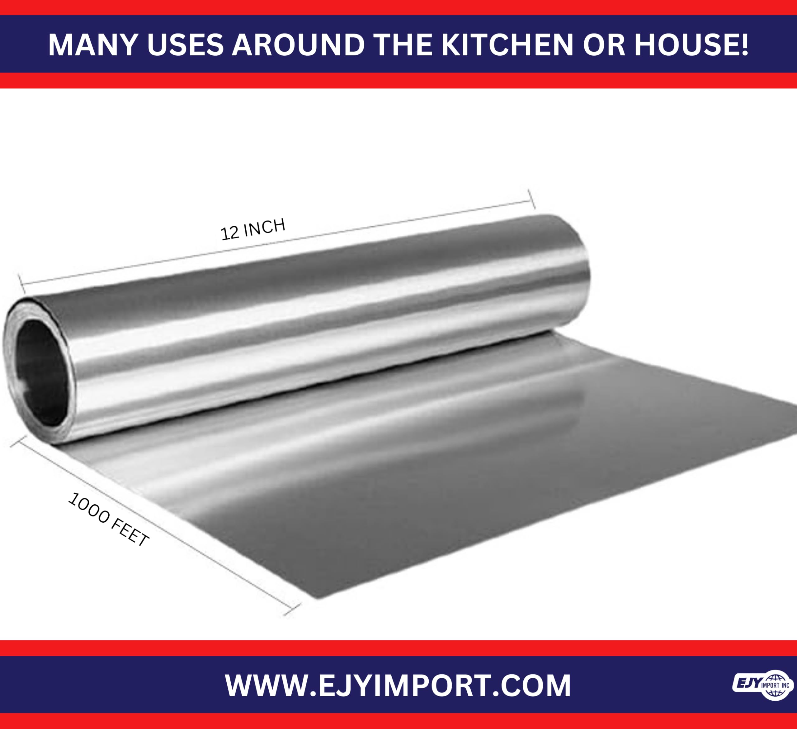 EJY IMPORT foil lining a baking pan, preventing spills and speeding wash-up