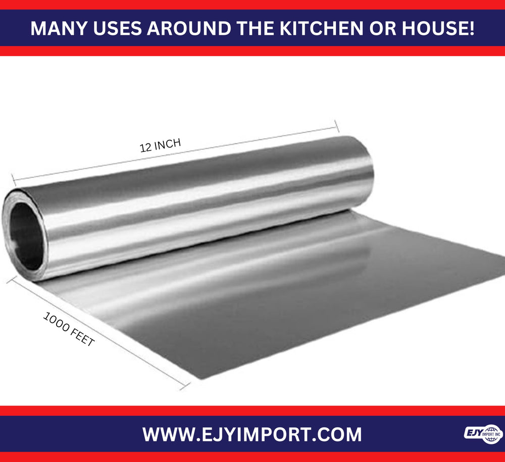 EJY IMPORT foil lining a baking pan, preventing spills and speeding wash-up