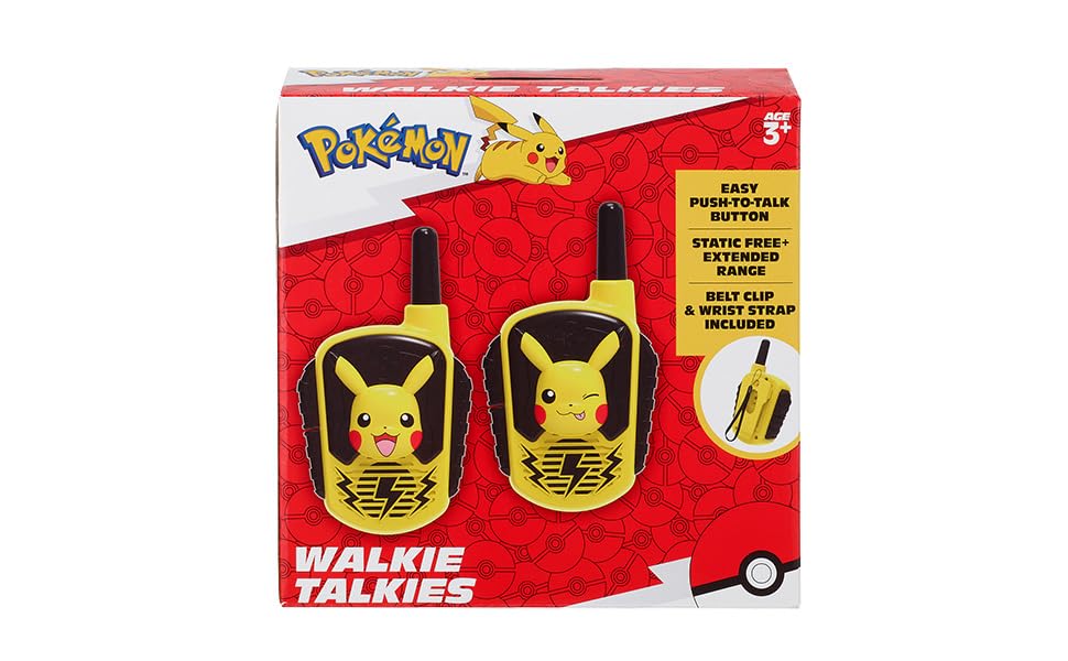 eKids Pikachu walkie talkies with AAA batteries included for ready-to-play