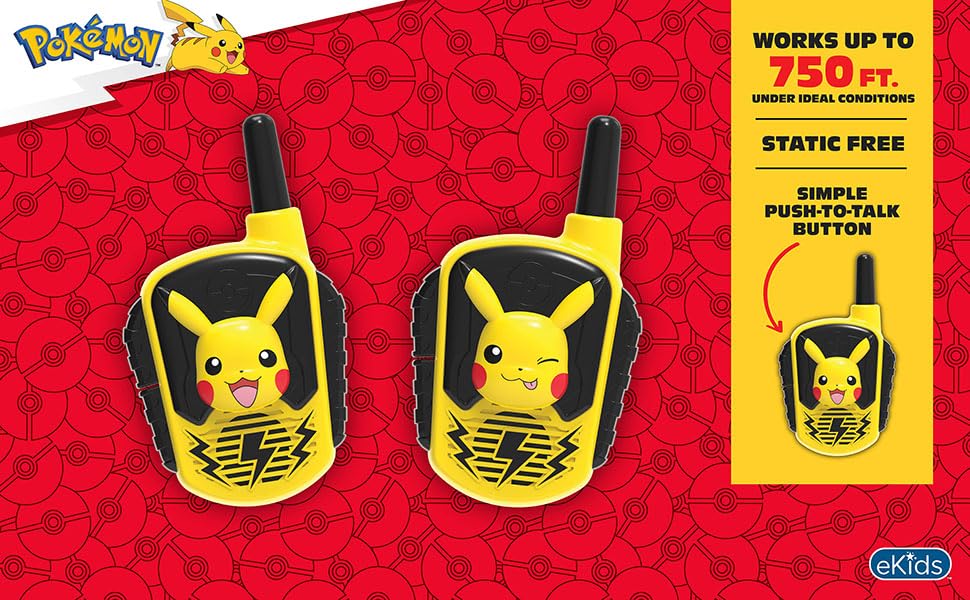 eKids Pikachu close-up of push-to-talk button for easy child operation