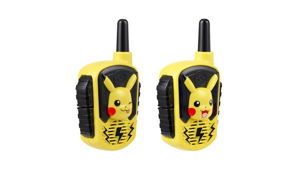eKids Pikachu walkie talkies in a living room setting encouraging imaginative play