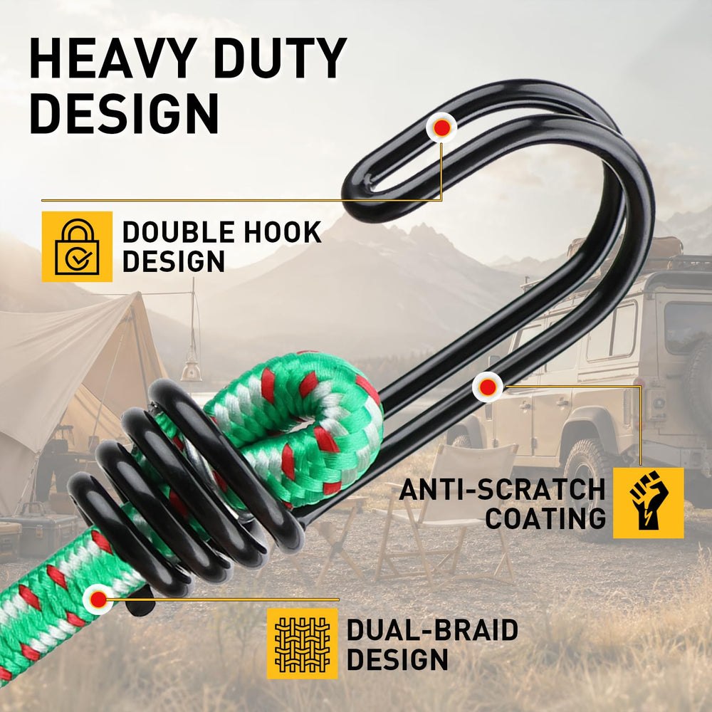 ELEAD bungee cord securing a camping tarp delivering firm hold
