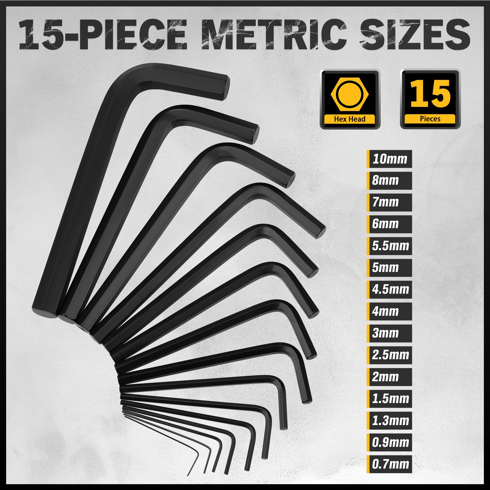 ELEAD hex keys spread displaying metric and SAE range for wide coverage