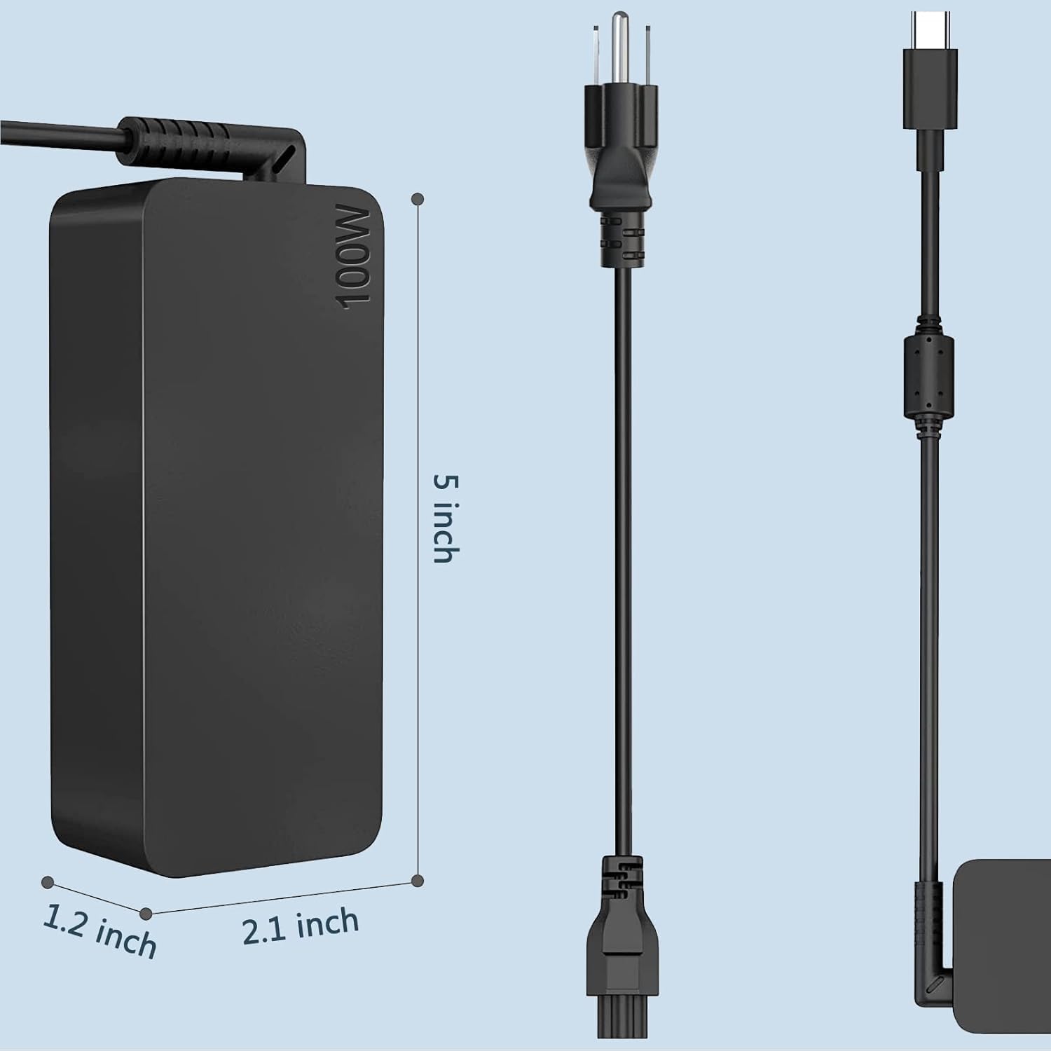 ELECBRAiN included AC cable and USB-C cable displayed for long reach and safety