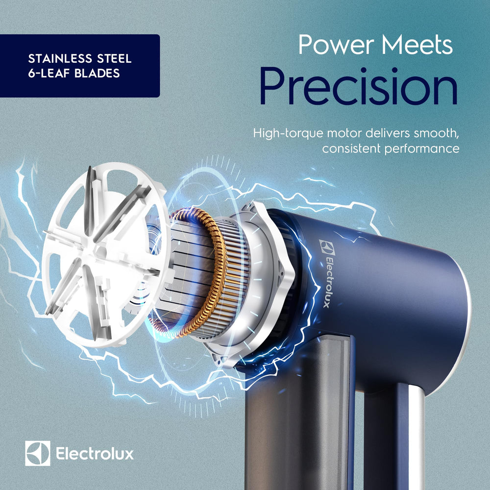 Electrolux LED display closeup highlights battery and speed readout for control